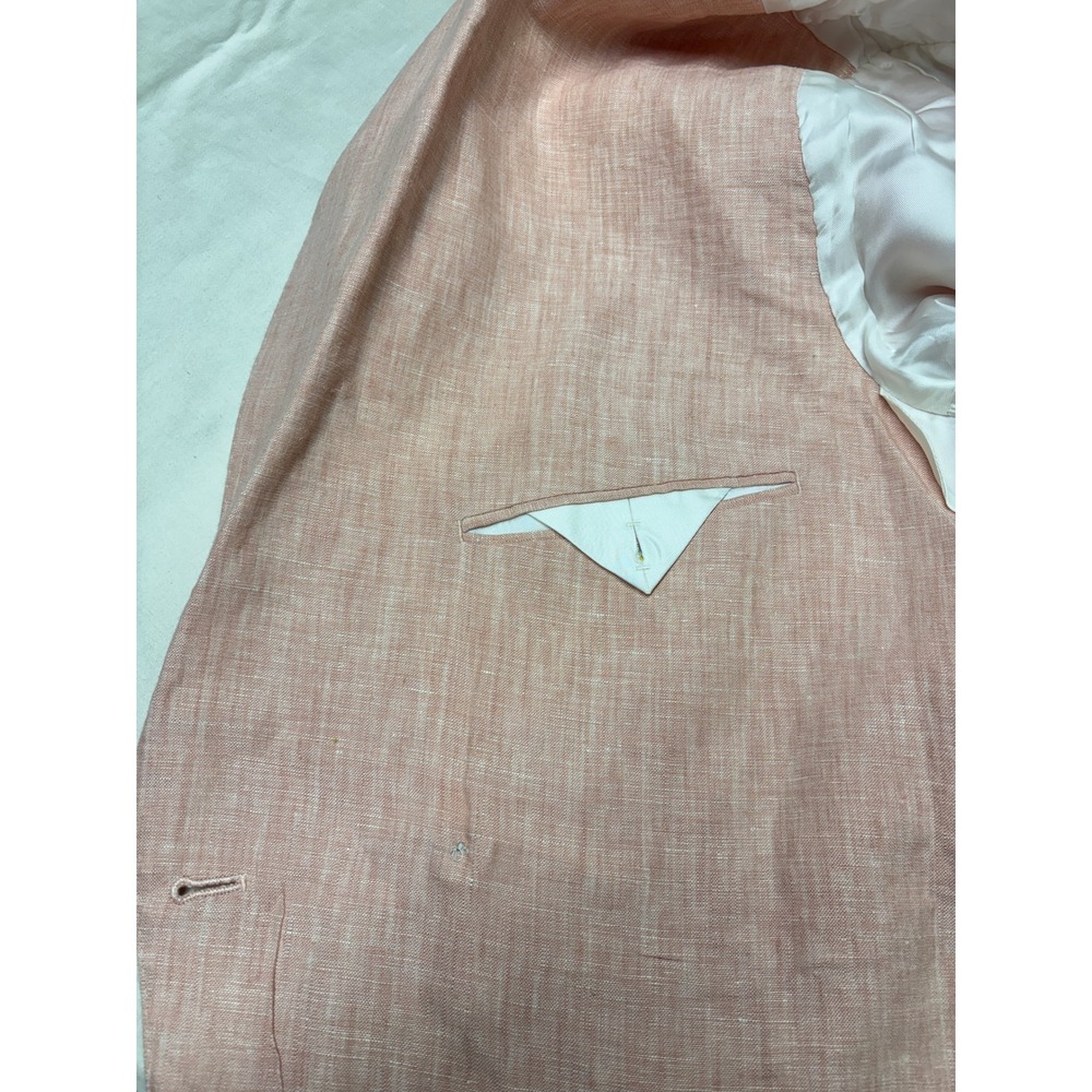 Banana Republic Mens Salmon Pink  Linen Double Breasted Suit 44R Slim Fit 36x25 - Picture 9 of 16